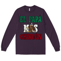 Plum El Papa Mas Chingon Mexican Flag Long Sleeve Tee - Jasminsmagicworld
