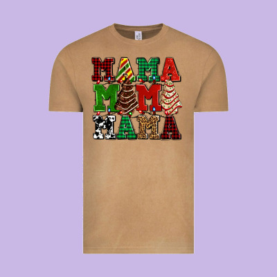 Mama Mama Mama With Christmas Lights And Christmas Tree Cakes Vintage Tee Designed By Adodesignshop