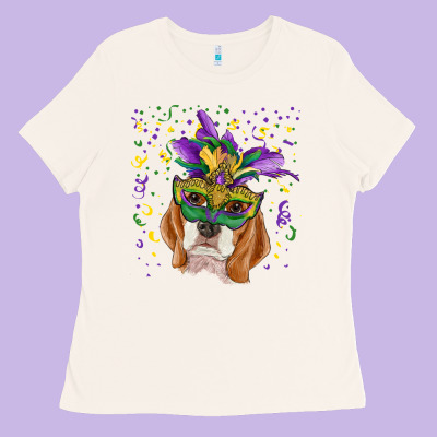 Ladies Tee mardi gras  mask beagle