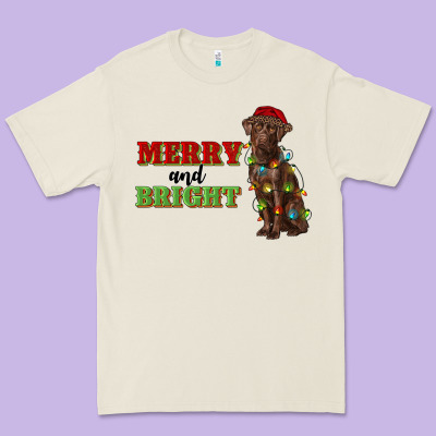 Merry And Bright Labrador Premium Tee Designed By Ranaportraitstore