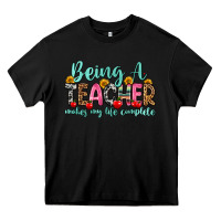 Black being a teacher makes my life complete Heavy Core Tee - Zillion Design Studio