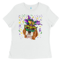 White mardi gras  mask beagle Ladies Tee - RanaPortraitStore