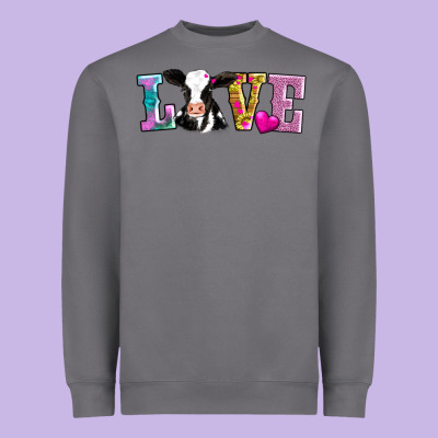 Love With Cow Heavyweight Sweatshirt Designed By Adodesignshop