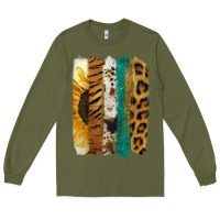 Army Green Leopard Sunflower Brush Strokes Long Sleeve Tee - Jasminsmagicworld