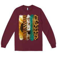 Burgundy Leopard Sunflower Brush Strokes Long Sleeve Tee - Jasminsmagicworld