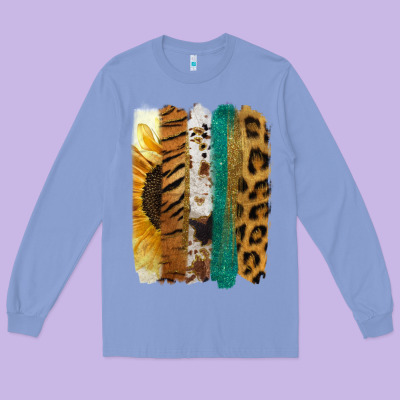 Leopard Sunflower Brush Strokes Long Sleeve Tee Designed By Jasminsmagicworld