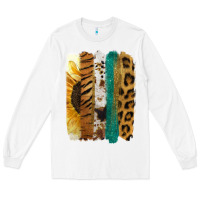 White Leopard Sunflower Brush Strokes Long Sleeve Tee - Jasminsmagicworld