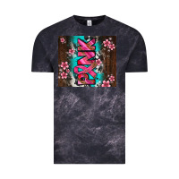 Cloud Black western pattern pink with floral cancer ribbon Vintage Tee - AdoDesignShop