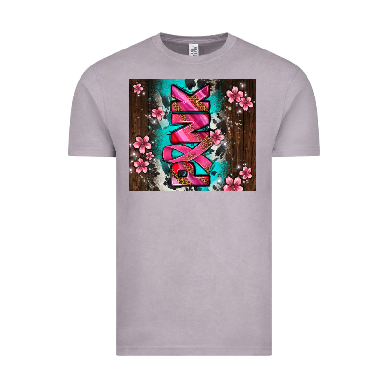 Western Pattern Pink With Floral Cancer Ribbon Vintage Tee by AdoDesignShop | Teevron