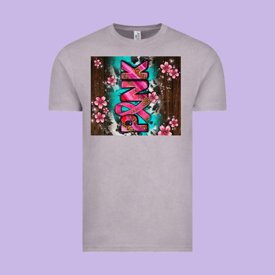 Western Pattern Pink With Floral Cancer Ribbon Vintage Tee Designed By Adodesignshop