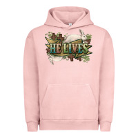 Pigment Salmon He lives Easter Day Urban Hoodie - HowdyJamesFarm