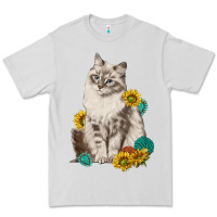 Dove Grey siberian cat sunflower and gemstone Premium Tee - texasbilliewilder
