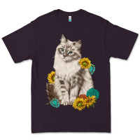 Plum siberian cat sunflower and gemstone Premium Tee - texasbilliewilder