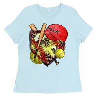 Baby Blue softball home plate Ladies Tee - Zillion Design Studio