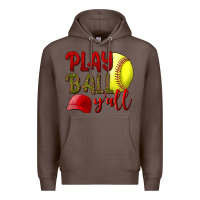 Coffee Play ball y'all Softball Premium Hoodie - NancyCooperArtShop