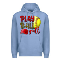 Colony Blue Play ball y'all Softball Premium Hoodie - NancyCooperArtShop