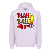 Lilac Play ball y'all Softball Premium Hoodie - NancyCooperArtShop
