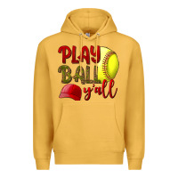 Mustard Play ball y'all Softball Premium Hoodie - NancyCooperArtShop