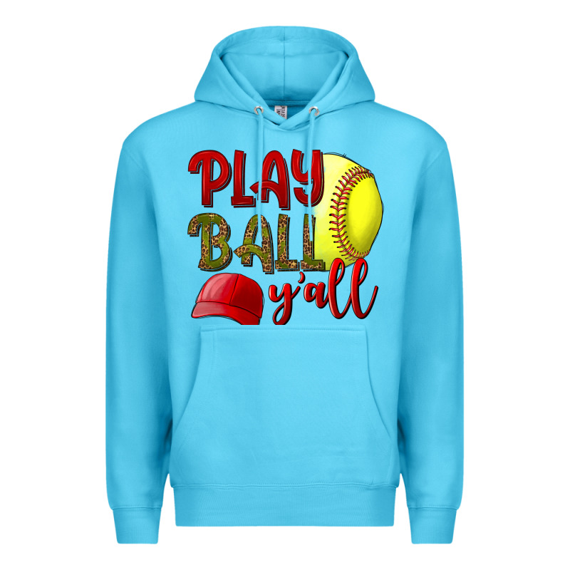 Play Ball Y'all Softball Premium Hoodie by NancyCooperArtShop | Teevron