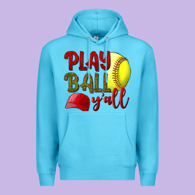 Play Ball Y'all Softball Premium Hoodie Designed By Nancycooperartshop