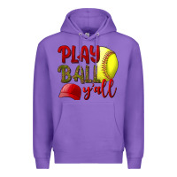 Purple Play ball y'all Softball Premium Hoodie - NancyCooperArtShop