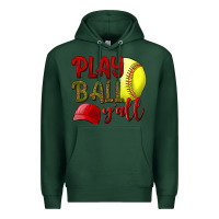 Sports Green Play ball y'all Softball Premium Hoodie - NancyCooperArtShop