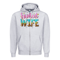 Heather Grey spoiled wife Zipper Hoodie - NancyCooperArtShop