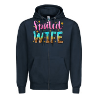 Navy spoiled wife Zipper Hoodie - NancyCooperArtShop