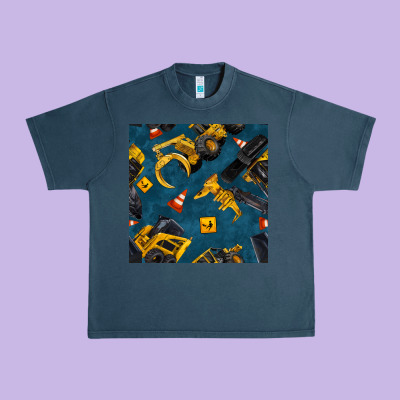 Construction Vehicles Seamless Pattern Urban Heavy Tee Designed By Bundleandbundleshop