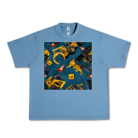 Pebble Blue construction vehicles seamless pattern Urban Heavy Tee - BundleAndBundleShop