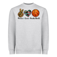 Heather Grey peace love basketball Heavyweight Sweatshirt - Artiststas