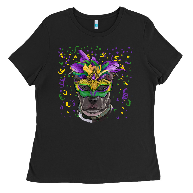Mardi Gras  Mask Pitbull Ladies Tee by RanaPortraitStore | Teevron