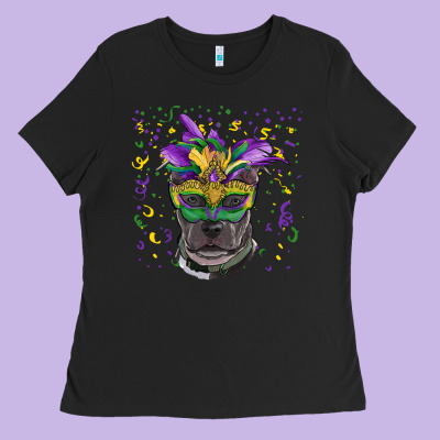 Ladies Tee mardi gras  mask pitbull