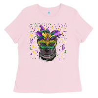 Bubblegum Pink mardi gras  mask pitbull Ladies Tee - RanaPortraitStore