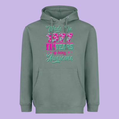 Made In 1977, 45 Years Of Being Awesome Heavyweight Hoodie Designed By Jasminsmagicworld