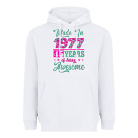 White made in 1977, 45 years of being awesome Heavyweight Hoodie - Jasminsmagicworld