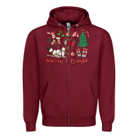 Burgundy merry bright Zipper Hoodie - MaliasSmallBusiness