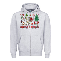 Heather Grey merry bright Zipper Hoodie - MaliasSmallBusiness