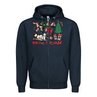 Navy merry bright Zipper Hoodie - MaliasSmallBusiness