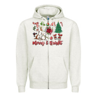 Oatmeal Heather merry bright Zipper Hoodie - MaliasSmallBusiness