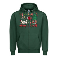 Sports Green merry bright Zipper Hoodie - MaliasSmallBusiness