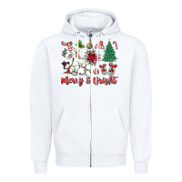 White merry bright Zipper Hoodie - MaliasSmallBusiness