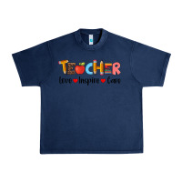 Navy teacher love inspıre care wıth  and pen Urban Heavy Tee - Artiststas