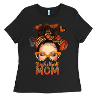 Black basketball messy bun mom Ladies Tee - texasbilliewilder