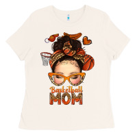 Bone basketball messy bun mom Ladies Tee - texasbilliewilder