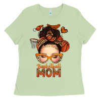 Matcha basketball messy bun mom Ladies Tee - texasbilliewilder