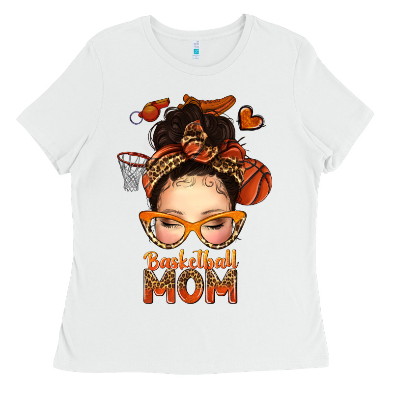 Basketball Messy Bun Mom Ladies Tee by texasbilliewilder | Teevron