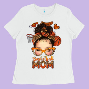 Basketball Messy Bun Mom Ladies Tee Designed By Texasbilliewilder