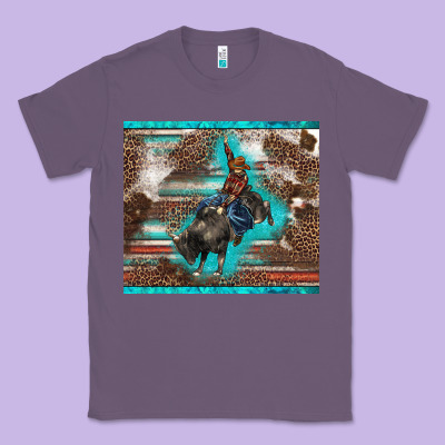 Western Rodeo Bullfighter Serape Leopards Turquoise's Gliterrs Classic Tee Designed By Barkaloodesign