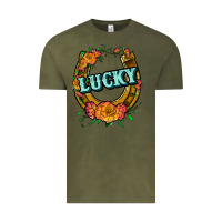Vintage Olive horseshoe lucky Vintage Tee - JahusDesignShop